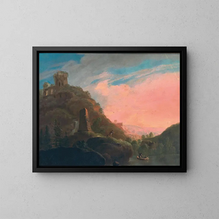 Frantisek Xaver Prochazka - A Scene at Dusk in a Vast Bucolic Landscape.webp