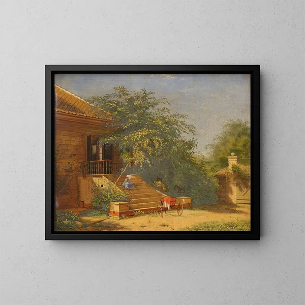 Les marches du jardin menant au studio du peintre Christen Kbke à Blegdammen, Copenhague - Frants Diderik Böe — inramlat konstverk på väggen