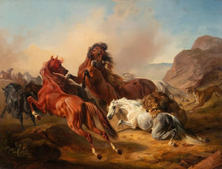 Franz Adam - Horses attacked by lions.webp