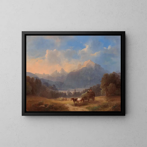 Scen från Salzkammergut - Franz Barbarini — inramlat konstverk på väggen