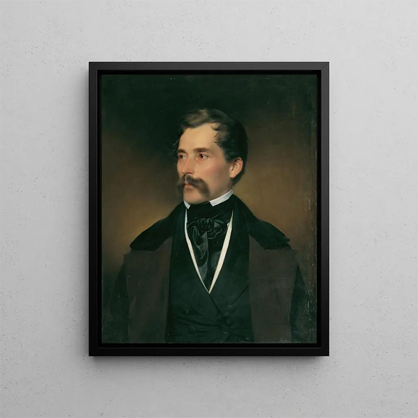 Porträtt av en gentleman med grått hår och mustasch - Franz Eybl — inramlat konstverk på väggen