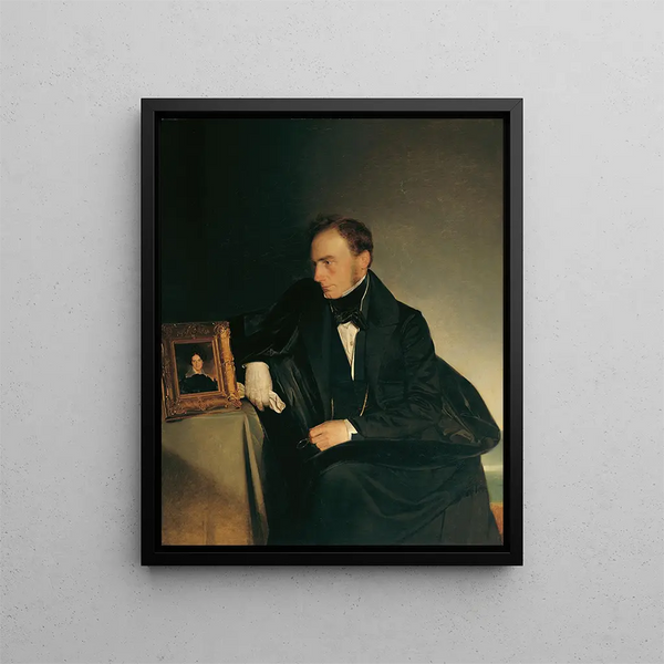 Le peintre Franz Wipplinger regardant le portrait miniature de sa sœur décédée - Franz Eybl — inramlat konstverk på väggen