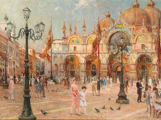 Franz Guillery - Venice a Lively Scene on St Marks Square.webp