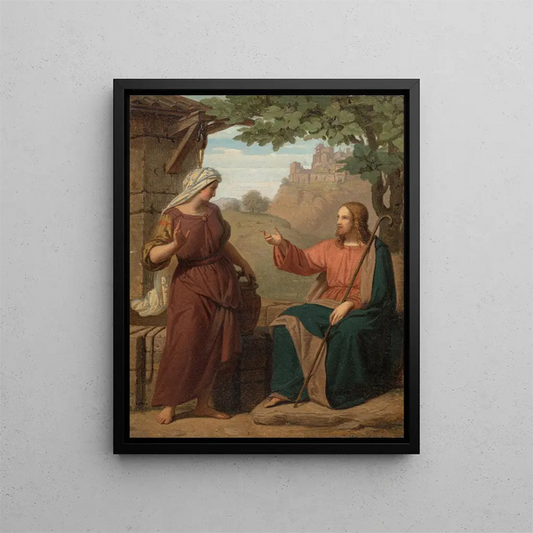 Jesus och den samaritanska kvinnan vid brunnen - Franz Ittenbach — inramlat konstverk på väggen
