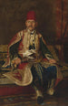 Noble turk sittande i ett inrett rum tapetserat - Franz Leo Ruben — vy av konstverket