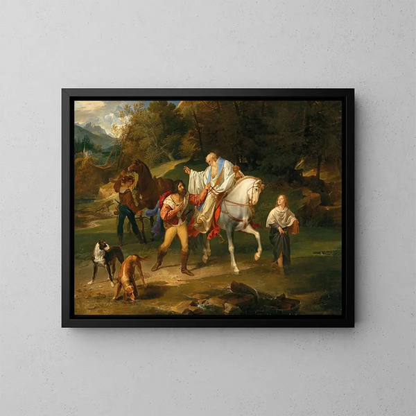 Rodolphe de Habsbourg och prästen - Franz Ludwig Catel — inramlat konstverk på väggen