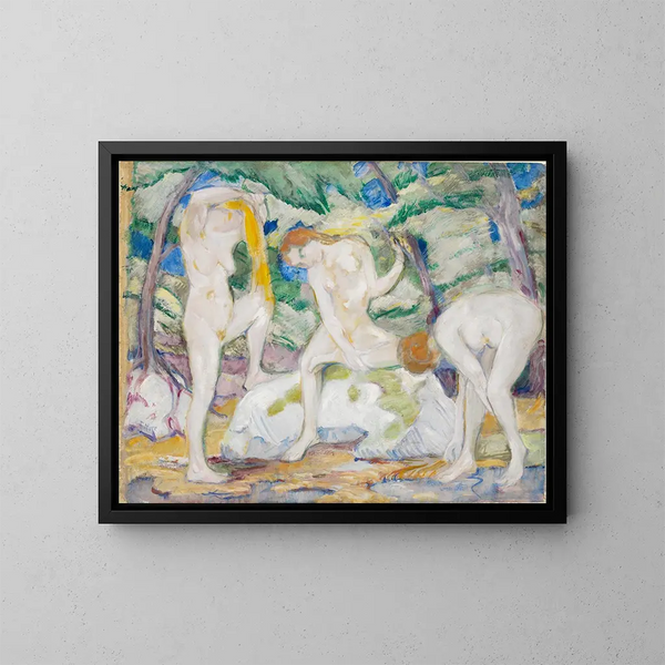 nakna kvinnor som badar - Franz Marc — inramlat konstverk på väggen