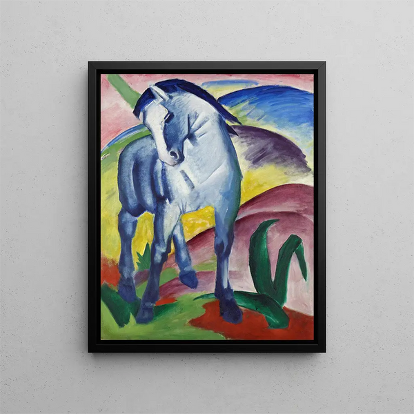 den blå hästen I - Franz Marc — inramlat konstverk på väggen
