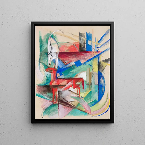 Komposition med djur II - Franz Marc — inramlat konstverk på väggen
