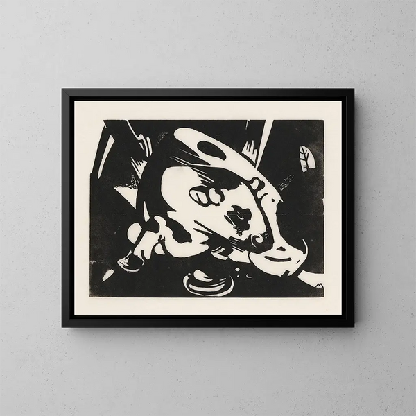 Le Taureau - Franz Marc — inramlat konstverk på väggen
