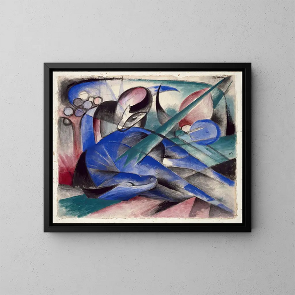 den drömmande hästen - Franz Marc — inramlat konstverk på väggen
