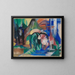 Tre hästar vid skogsbäcken - Franz Marc — inramlat konstverk på väggen