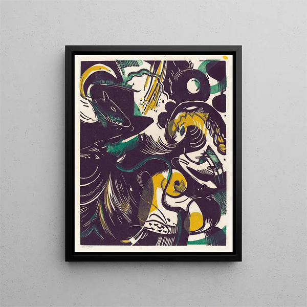 Genèse II Histoire de la Création II - Franz Marc — inramlat konstverk på väggen