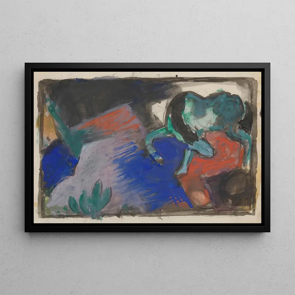 det gröna häst i landskapet - Franz Marc — inramlat konstverk på väggen