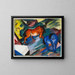 den röda och blå hästen - Franz Marc — inramlat konstverk på väggen