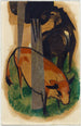 Röd häst och gult boskap, svart häst, brun och gult boskap - Franz Marc — vy av konstverket