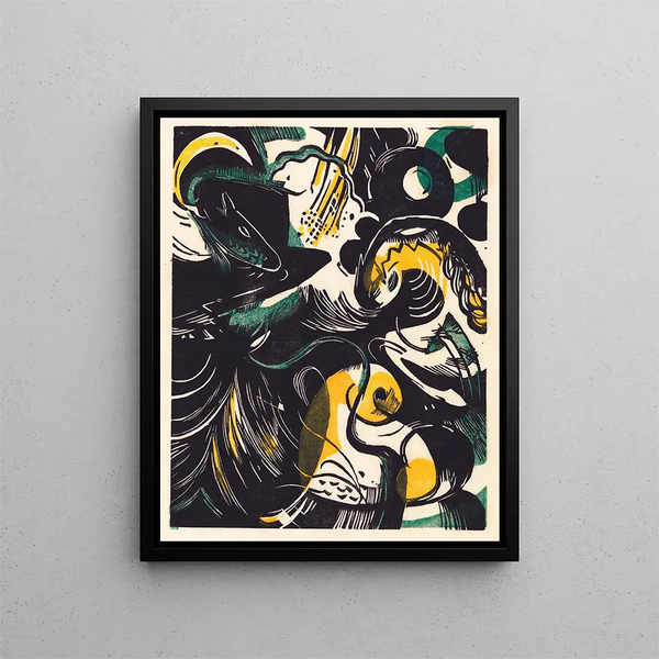 Histoire de la création II - Franz Marc — inramlat konstverk på väggen