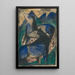 Två blå hästar - Franz Marc — inramlat konstverk på väggen