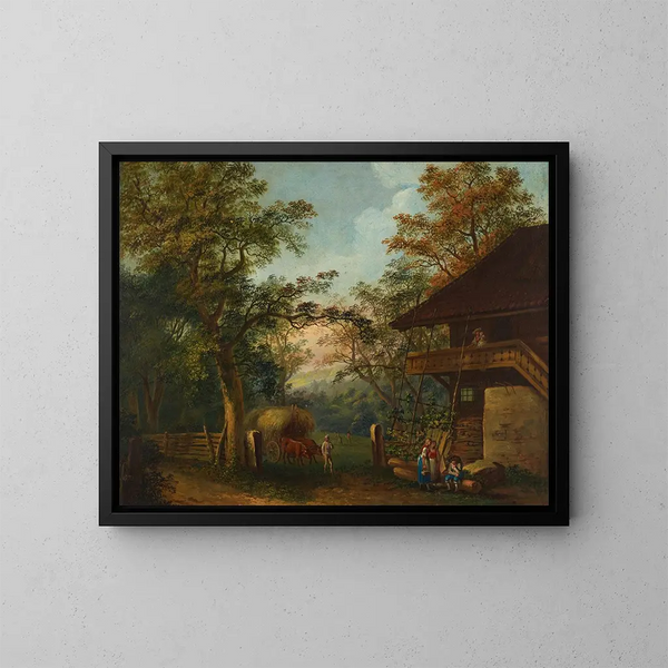 Landsbybor runt huset - Franz Niklaus König — inramlat konstverk på väggen