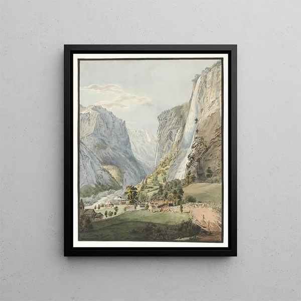 La Chute du Staubbach dans la Vallée de Lauterbrunnen - Franz Niklaus König — inramlat konstverk på väggen