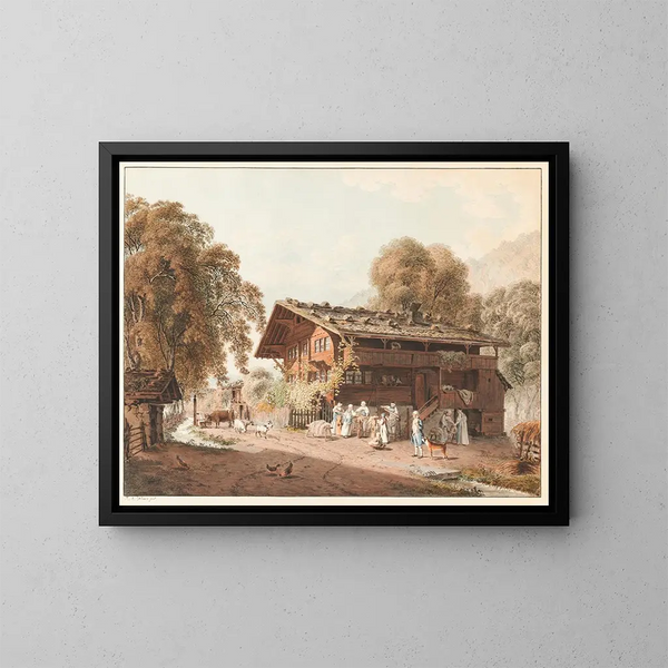 La famille laborieuse - Franz Niklaus König — inramlat konstverk på väggen