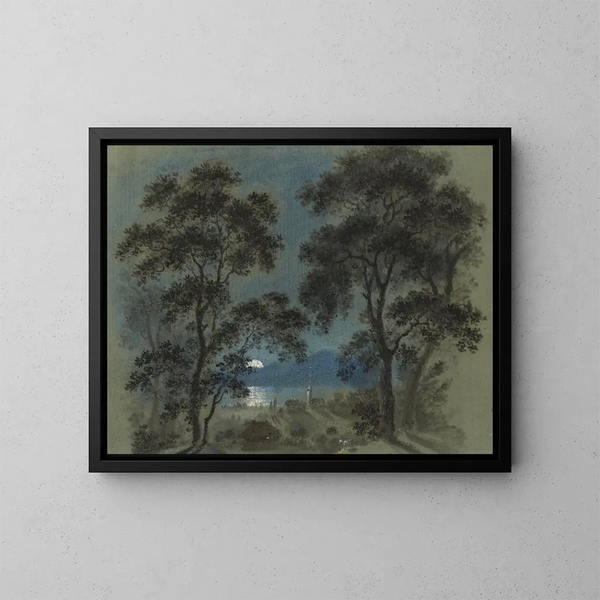 Lever de lune sur le lac de Thoune - Franz Niklaus König — inramlat konstverk på väggen