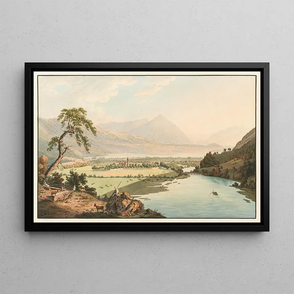 Vue d'Interlaken - Franz Niklaus König — inramlat konstverk på väggen