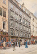 Kohlmarkt i Wien och konstgalleriet Artaria, en droska, en brevbärare och promenadgäster - Franz Poledne — vy av konstverket