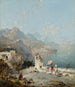 Amalfi Le golfe de Sorrente Personnages sur une véranda - Franz Richard Unterberger — vy av konstverket