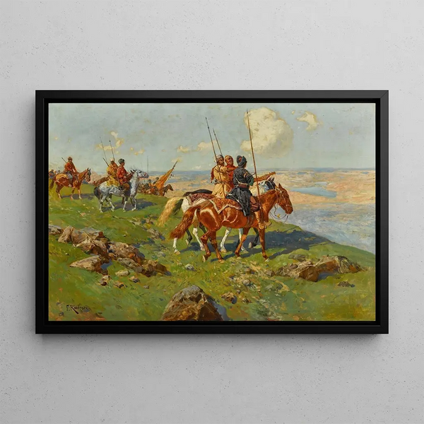 Cavaliers circassiens - Franz Roubaud — inramlat konstverk på väggen
