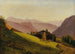 Landskapsbild av berg med stugor och bönder som slår hö - Franz Wipplinger — vy av konstverket