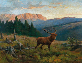 Franz Xaver von Pausinger - A Royal Stag at Dusk.webp
