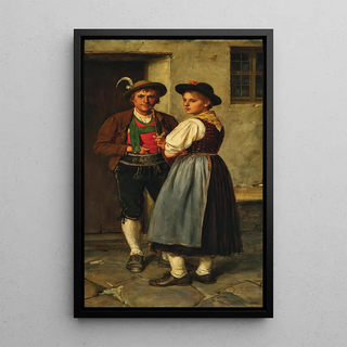 Franz von Defregger - A Young Couple at the Entrance.webp