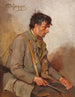 Jägare sittande - Franz von Defregger — vy av konstverket