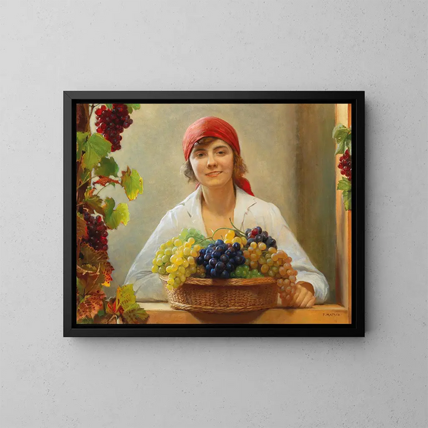 La récolte des raisins - Franz von Matsch — inramlat konstverk på väggen