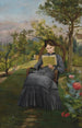 Thérèse läsande i Méric-parken - Frédéric Bazille — vy av konstverket