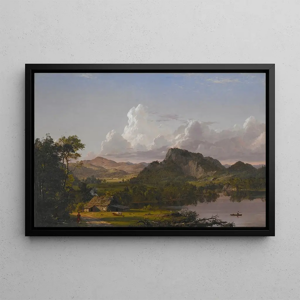 huset vid sjöns strand - Frederic Edwin Church — inramlat konstverk på väggen