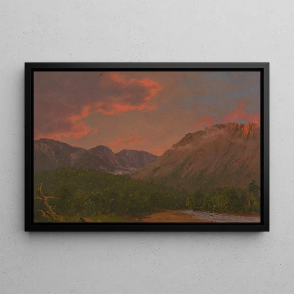 Landskapsbild av berg vid solnedgången - Frederic Edwin Church — inramlat konstverk på väggen