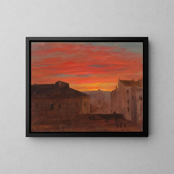 Tak vid solnedgången från Pincio, Rom - Frederic Edwin Church — inramlat konstverk på väggen