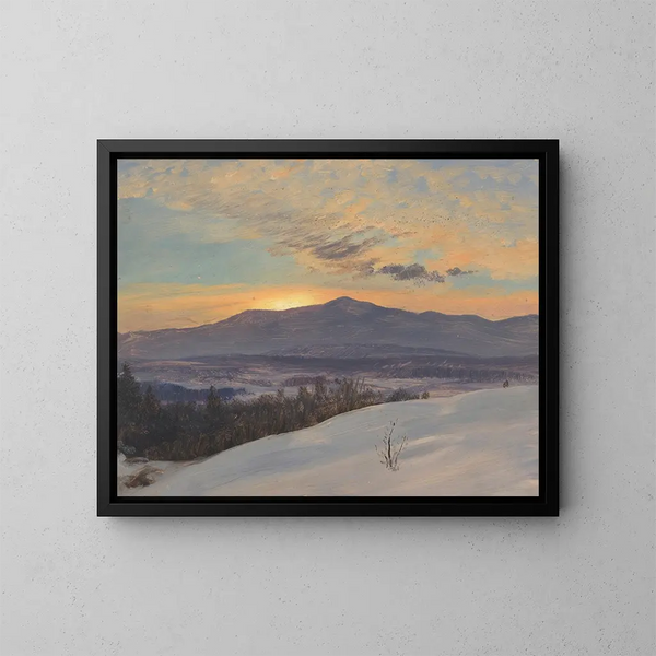 Solnedgång över Hudson-dalen på vintern - Frederic Edwin Church — inramlat konstverk på väggen