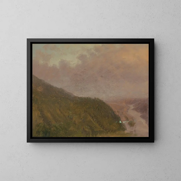 Vallée vy från toppen av en hög kulle i Europa - Frederic Edwin Church — inramlat konstverk på väggen