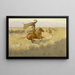Ändring av ägare, hästtjuvarnas rus - Frederic Remington — inramlat konstverk på väggen