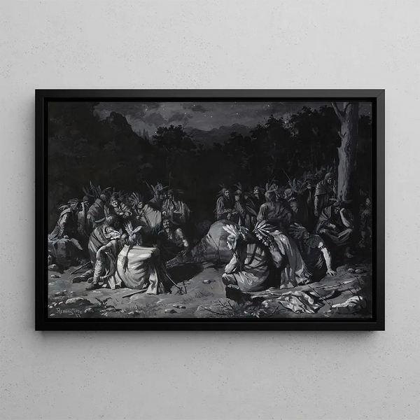 Rassemblement indien - Frederic Remington — inramlat konstverk på väggen