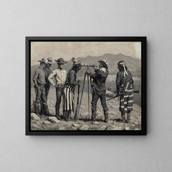 Titta genom teleskopet - Frederic Remington — inramlat konstverk på väggen