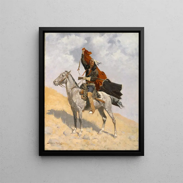 Le Signal de la couverture - Frederic Remington — inramlat konstverk på väggen