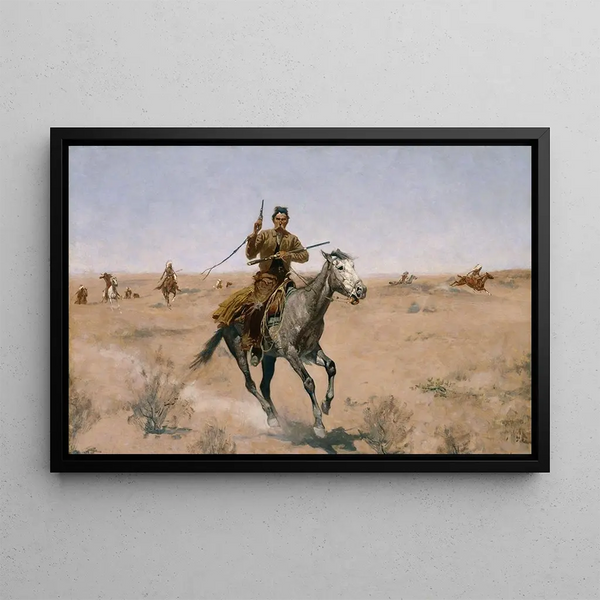 Le vol - Frederic Remington — inramlat konstverk på väggen