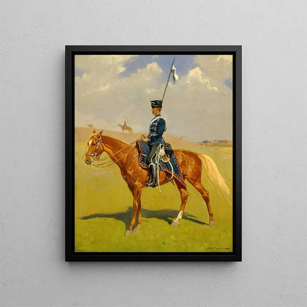 Le Hussard - Frederic Remington — inramlat konstverk på väggen