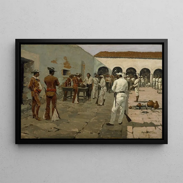 L'expédition de Mier, le tirage du haricot noir - Frederic Remington — inramlat konstverk på väggen