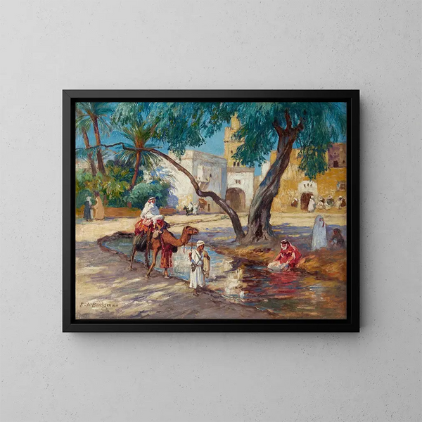 Vy av en algerisk by - Frederick Arthur Bridgman — inramlat konstverk på väggen