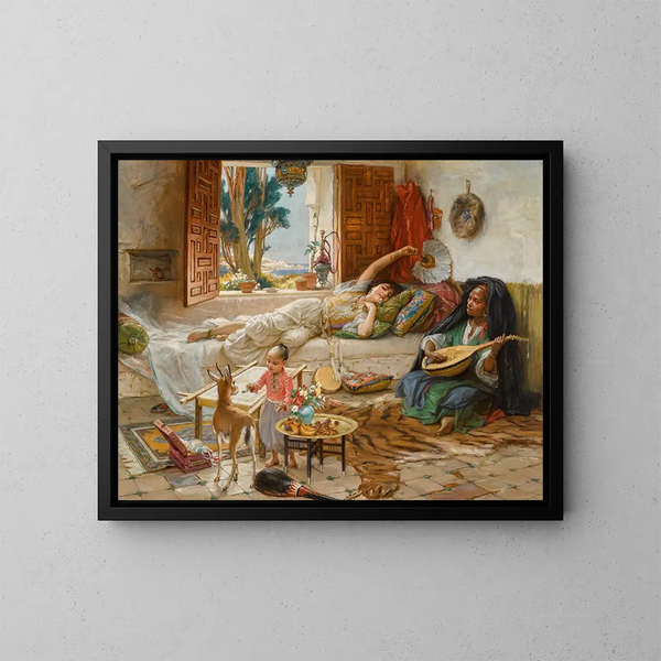 Repos de l'après-midi à Alger - Frederick Arthur Bridgman — inramlat konstverk på väggen